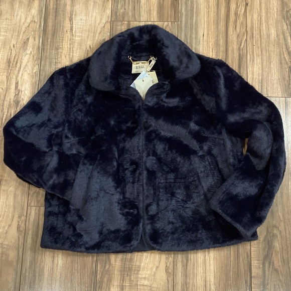 Elie Elegant Black Faux Fur Jacket - Picture 2 of 10